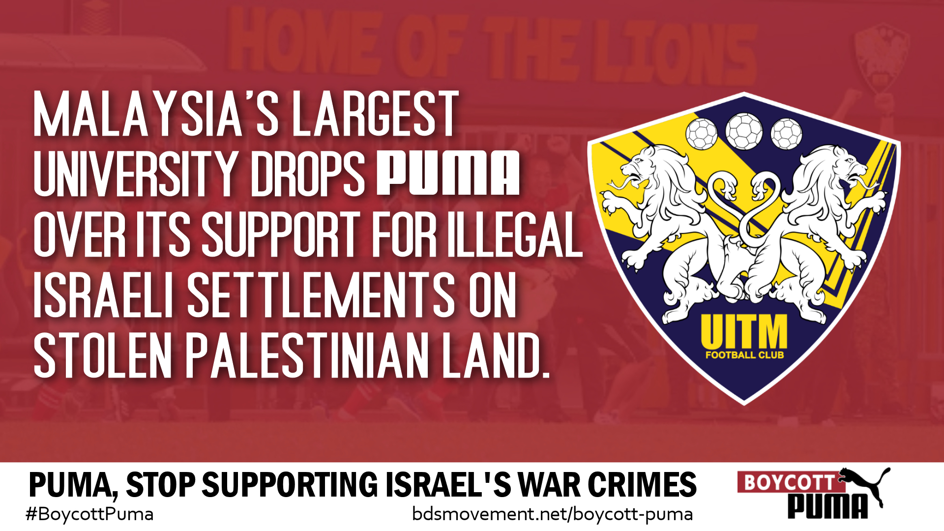 Largest Malaysian University Ends Contract With Puma Over Support for Illegal Israeli Settlements