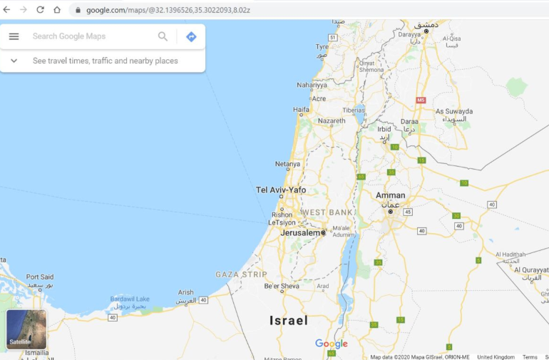 PALESTINE GONE FROM GOOGLE MAPS