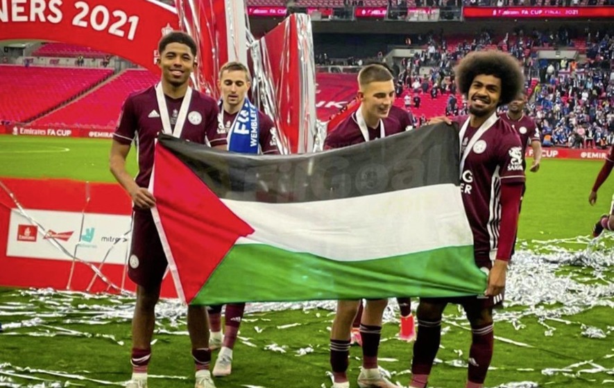 Leicester City footballers waved Palestinian flag during FA Cup final victory celebrations