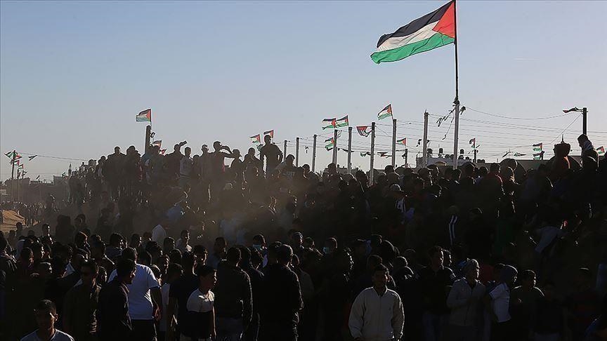 "Palestinian refugees in Lebanon celebrate Hamas victory over "Israel