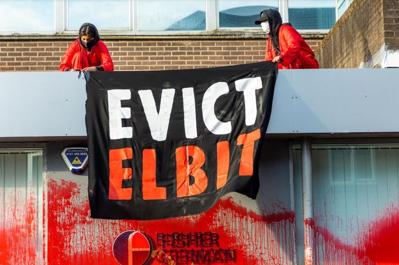 Palestine Action protesters occupy rooftop after Harborne firm's premises sprayed red